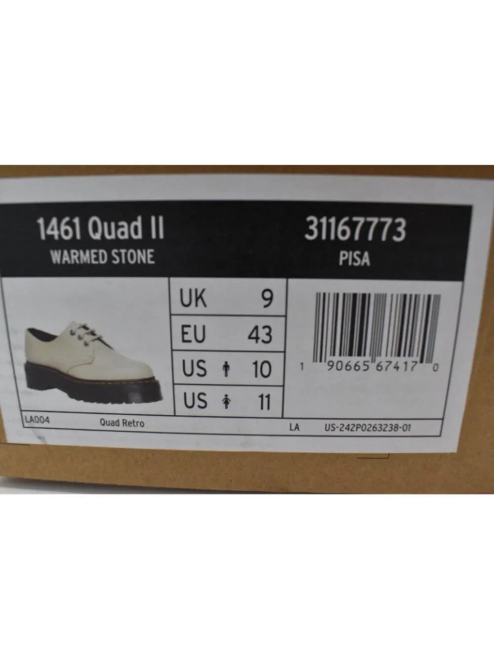 Dr Martens 1461 Womens Size 11 Quad‎ II Platform Stone Pisa Leather Derby Shoes